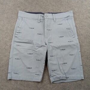 Rugby‎ University Shorts Mens 30 Gray Shark Print Chino Stretch Casual Summer